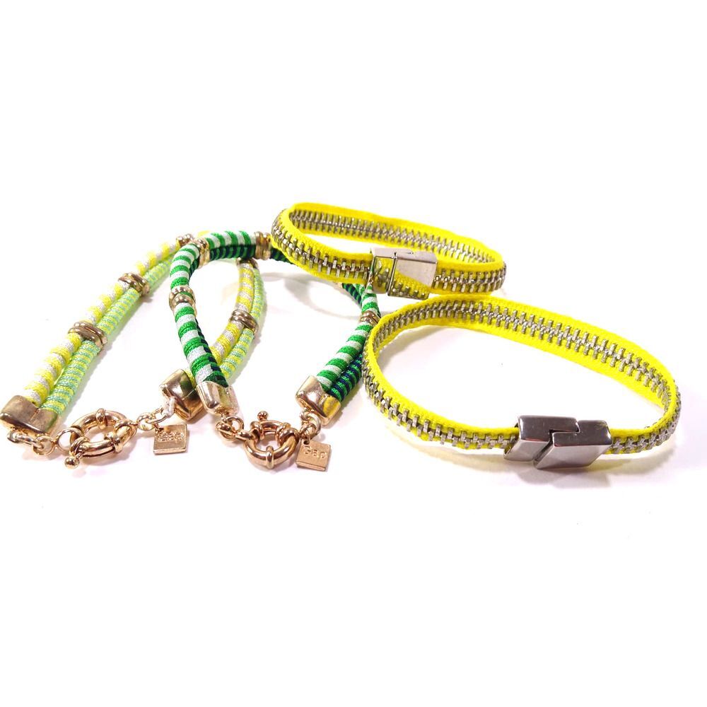 Gap Women's Go Green Striped and Zipper Bracelet Set of 4 PCS NWOT 75